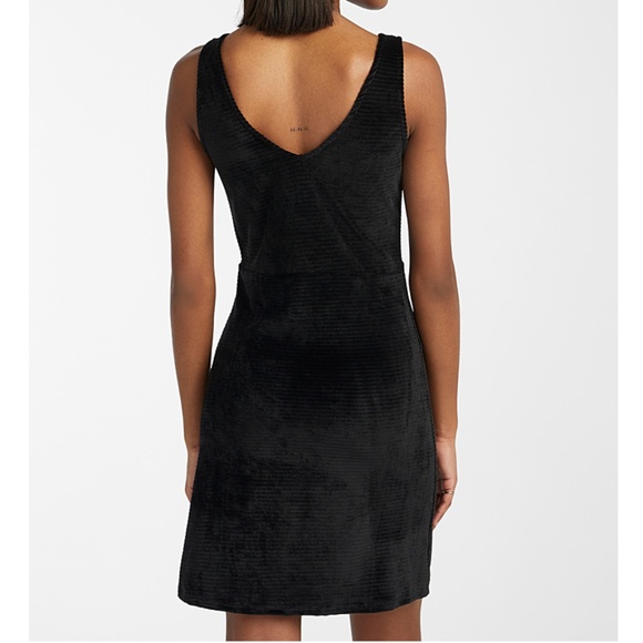 Black stretchy corduroy V-neck mini pinafore dress made in Canada NWT - Picture 10 of 10